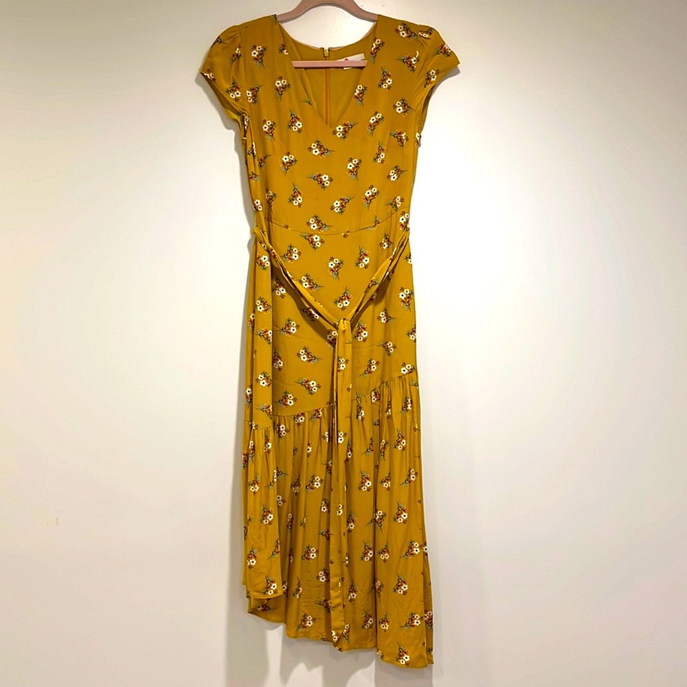 Boden Asymmetrical Belted Floral Dress